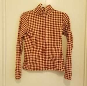 Uniqlo Red White Gingham Check Zip Ski Jacket